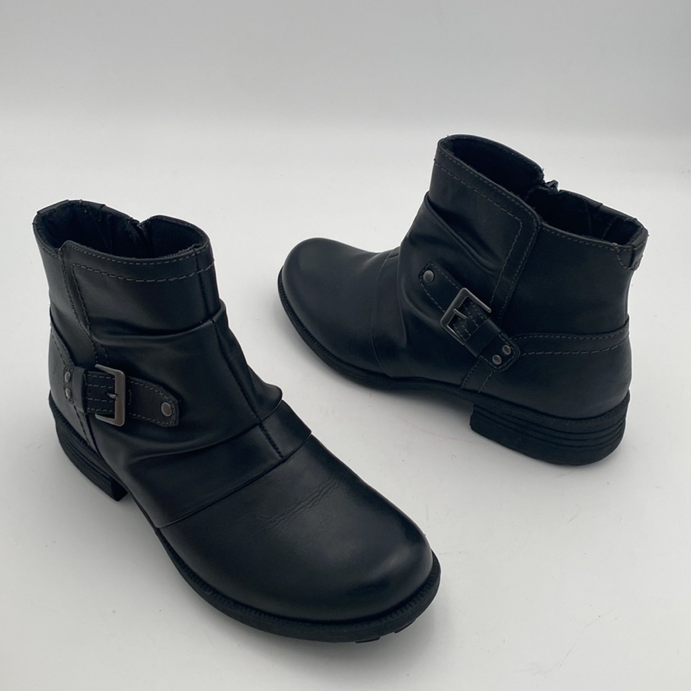 Earth Origins Black Ankle moto Boots women 9.5 leather casual office goth retro - Picture 14 of 14